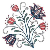Symmetrical scandinavian folk floral design style pattern vector