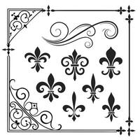 High quality collection of thirty five black ornamental designs for graphic projects vector