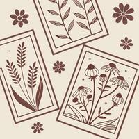Seamless Botanical Illustration Pattern with Hand Drawn Floral Prints in Monochrome Style vector