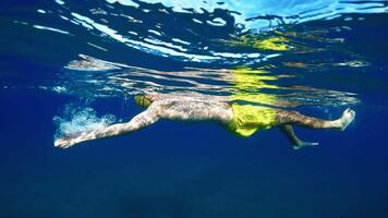 Athlete In The Ocean Swimming In Backstroke video