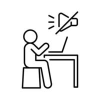 Camera off line icon. Remote worker symbol turning off in online call due to fatigue distraction or privacy during virtual meetings vector