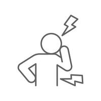 Body ache icon Editable outline symbol representing stress fatigue pain in head and back due to remote work overload vector