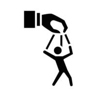 Micromanagement Icon Glyph Style Solid Black Silhouette Boss Controlling Employee with Pressure and Supervision Symbol Workplace Stress and Overcontrol Concept vector