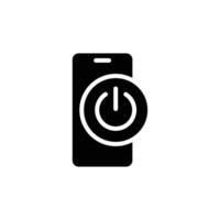 Digital Detox Power Button Glyph Icon Solid Style Black Silhouette for Smartphone Shutdown Mindfulness Offline Wellness Technology Break UI UX Symbol vector