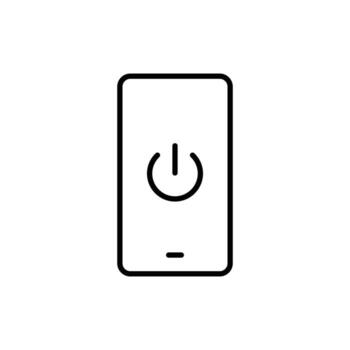 Minimal Smartphone Icon with Centered Power Button Symbol, Line for Digital Detox, Calm Tech Use, Screen Off Mode, Mindful Mobile Shutdown vector