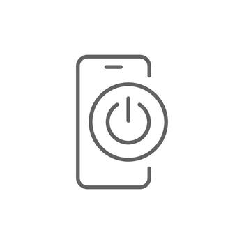 Smartphone Power Button Icon, Minimal Line Style for Digital Detox, Mobile Screen Off, Tech Break, Phone Shutdown, Editable Stroke Isolated Icon Design vector