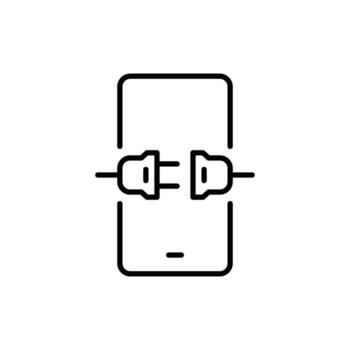 Disconnected Plug Icon Inside Smartphone Outline, Minimal Style for Digital Detox, Tech Break, Screen Off, Unplug, and Mobile Shutdown Concept vector