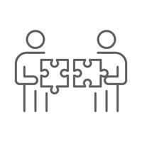 Team Misalignment Icon Editable Stroke Outline Symbol of People Holding Puzzle Pieces That Do Not Fit Representing Workplace Conflict and Collaboration Breakdown vector