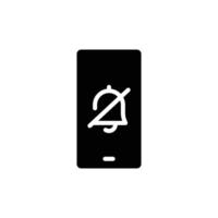 Silent Mode Notification Off Icon Glyph Style Smartphone Mute Alert Symbol Solid Black Silhouette for User Interface UI UX Design Illustration vector
