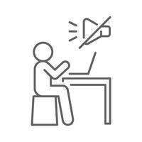 Camera off line icon. Remote worker symbol turning off in online call due to fatigue distraction or privacy during virtual meetings. Editable stroke vector