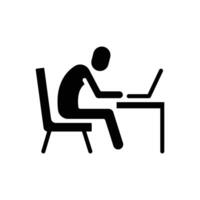 Exhausted Worker Slumped Over Laptop Icon Glyph Style Silhouette Remote Employee Fatigue Symbol Stress and Burnout Concept Sitting at Desk with Head Down in Tired Posture vector