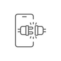 Smartphone Unplugged Cable Icon, Outline Design for Digital Detox, Tech Disconnect, App Timeout, Screen Off Mode, Minimal Editable Stroke Power Off Symbol vector