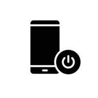 Digital Detox Smartphone Power Off Glyph Icon Solid Black Silhouette for Wellness Break Technology Shutdown UI UX Interface Symbol Design vector