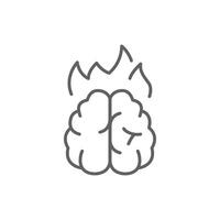 Burnout brain icon Editable outline line symbol of mental stress exhaustion and overwork from remote job pressure thin stroke style vector