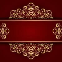Golden Mandala on Red Background vector