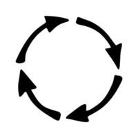 zero Hand drawn recycle arrow icon Recycling resources symbol Reuse of materials, zero waste, green environment, saving the planet vector