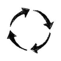 Hand drawn recycle arrow icon Recycling resources symbol Reuse of materials, zero waste, green environment, saving the planet four vector