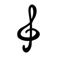 Hand drawn musical symbol. Single element for print, web, design, decor, logo Treble clef doodle vector