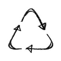 Hand drawn recycle arrow icon Recycling resources symbol Reuse of materials, zero waste, green environment, saving the planet ten vector
