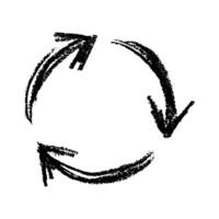 Hand drawn recycle arrow icon Recycling resources symbol Reuse of materials, zero waste, green environment, saving the planet eleven vector