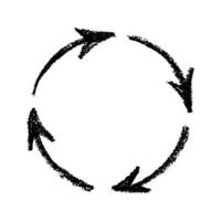 twelve Hand drawn recycle arrow icon Recycling resources symbol Reuse of materials, zero waste, green environment, saving the planet vector
