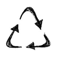 ten Hand drawn recycle arrow icon Recycling resources symbol Reuse of materials, zero waste, green environment, saving the planet vector