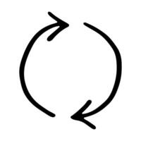 two Hand drawn recycle arrow icon Recycling resources symbol Reuse of materials, zero waste, green environment, saving the planet vector