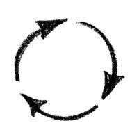 Hand drawn recycle arrow icon Recycling resources symbol Reuse of materials, zero waste, green environment, saving the planet fifteen vector