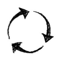 Hand drawn recycle arrow icon Recycling resources symbol Reuse of materials, zero waste, green environment, saving the planet twelve vector