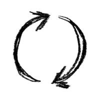 Hand drawn recycle arrow icon Recycling resources symbol Reuse of materials, zero waste, green environment, saving the planet six vector