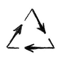 Hand drawn recycle arrow icon Recycling resources symbol Reuse of materials, zero waste, green environment, saving the planet nine vector
