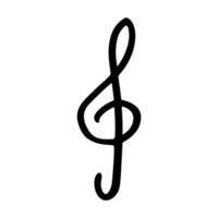 Treble clef doodle Hand drawn musical symbol Single element for print, web, design, decor, logo vector