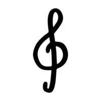 Treble clef doodle. Hand drawn musical symbol. Single element for print, web, decor, design, logo vector