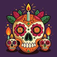 Design of Sugar Skulls Small Candles vector