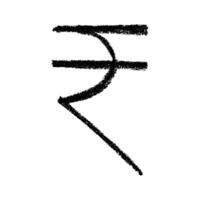 Hand drawn rupee currency symbol Single element for design Brush stroke doodle vector
