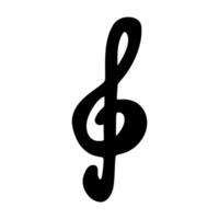 Treble clef doodle. Hand drawn musical symbol. Element for print, web, design, decor, logo vector