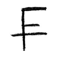 Hand drawn swiss franc currency symbol Single element for design Brush stroke doodle vector