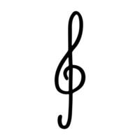 Treble clef doodle. Hand drawn musical symbol. Single element vector