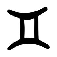 Hand drawn gemini zodiac sign Esoteric symbol doodle Element for design Astrology clipart vector