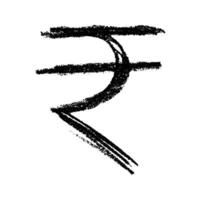 Single element for design Hand drawn rupee currency symbol. Brush stroke doodle vector