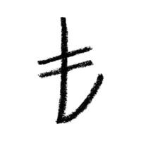 Hand drawn turkish lira currency symbol Single element for design Brush stroke doodle vector