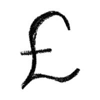 Hand drawn british pound currency symbol Single element for design Brush stroke doodle vector