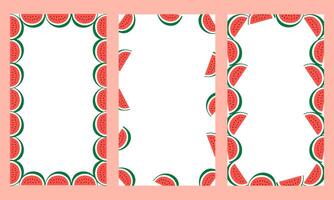 Watermelon-themed frames with white center space for text. Fun and juicy fruit design, perfect for summer stories, social media, digital invitations or cards. vector