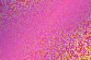 Colorful vibrant mosaic pattern with pink, red, yellow pixel tiles forming a dynamic gradient. Bright abstract background ideal for pop design, summer, and energetic visuals. vector