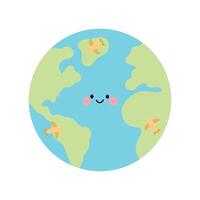 Earth globe with little planes flying editable white background isolated design illustration vector