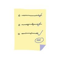 Yellow paper notes with text scribble and perfect score editable design illustration vector