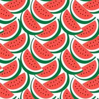 Seamless pattern of stylized watermelon slices in half-moon shapes. Playful and juicy summer background perfect for textiles, wrapping or packaging design. vector