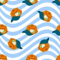 Seamless Camping Kettle Wave Pattern vector