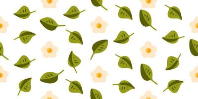 Seamless Leaf and Flower Pattern vector