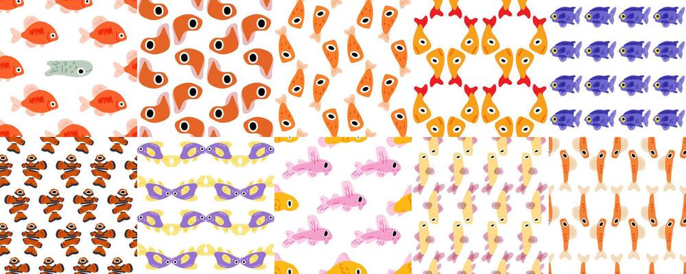 Underwater Cartoon Fish Pattern Series